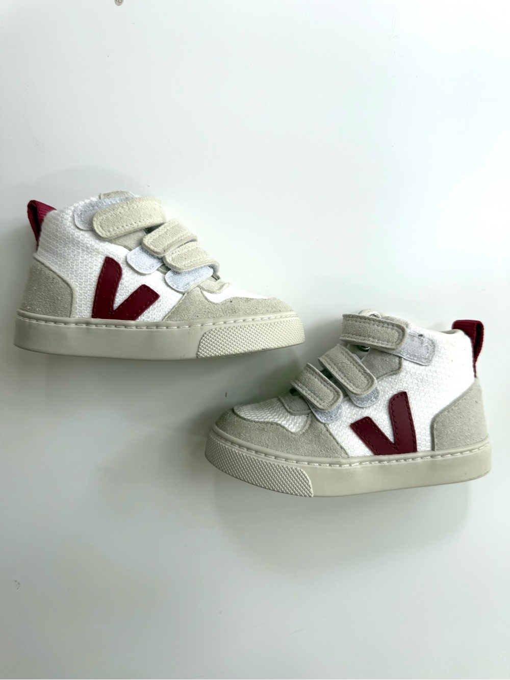 Veja Baby Shoes V-10 Mid B-Mesh White Marsala High Top Sneakers Size 8 Toddler